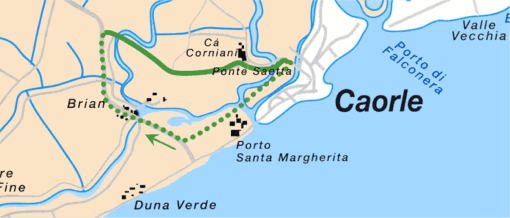 Caorle - Porto Santa Margherita - Brian e ritorno per la campagna di Ca' Corniani (Km 17)
