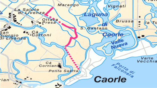 Caorle - San Gaetano - Marango e ritorno per la stessa strada (Km 22)